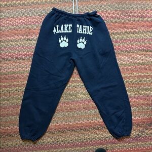 LAKE TAHOE BEAR PRINT BUTT NAVY SWEATPANTS